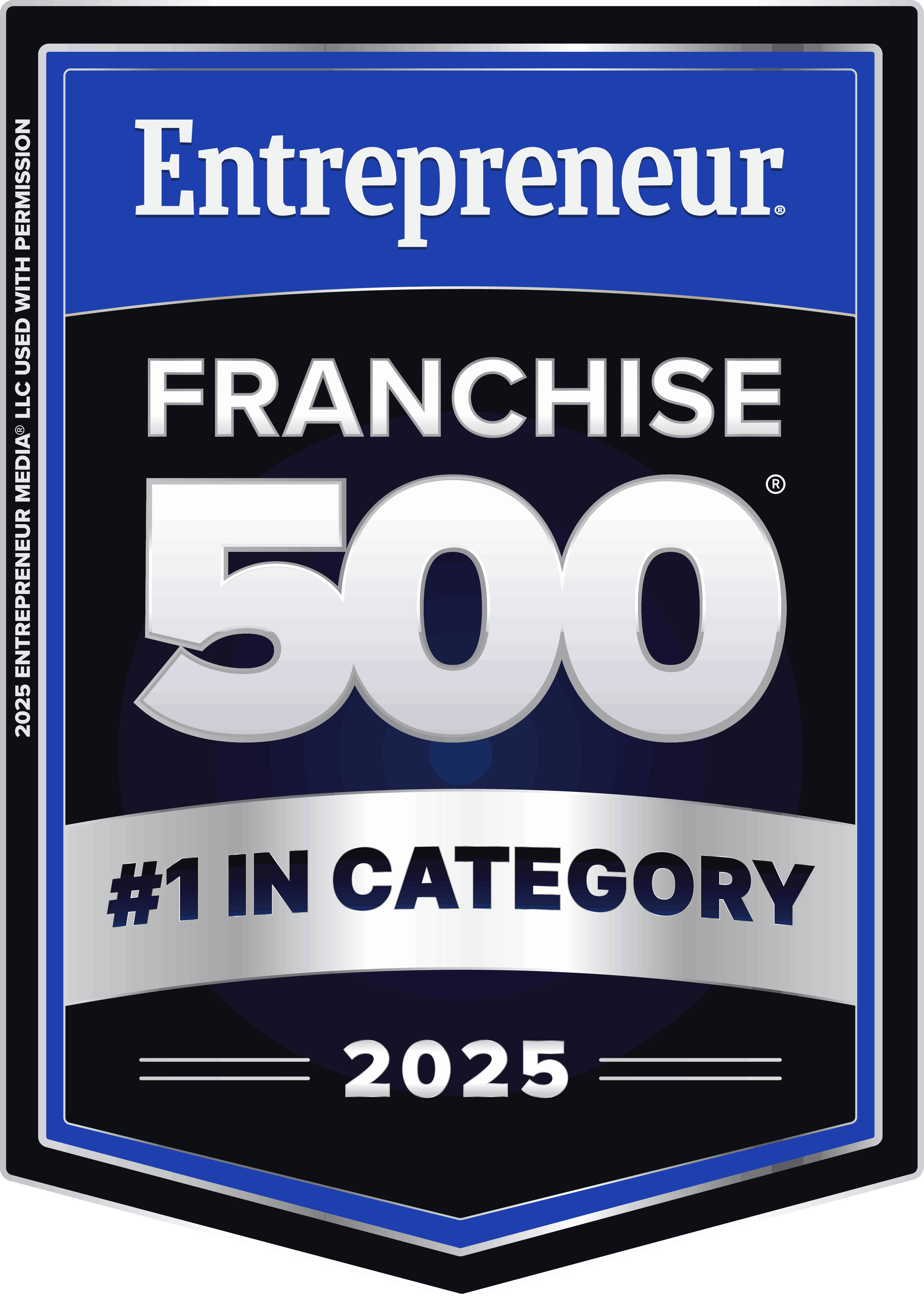 Entrepreneur Magazine's Franchise 500 Award showing #1 in Category for 2025