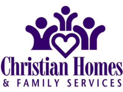 Christian Homes and Family Services Logo. Purple letters featuring a heart surrounded by human figures. 