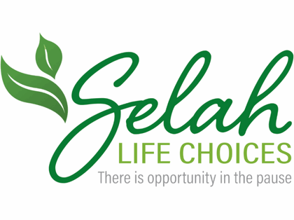 Selah Life Choices logo with green lettering and a growing plant.